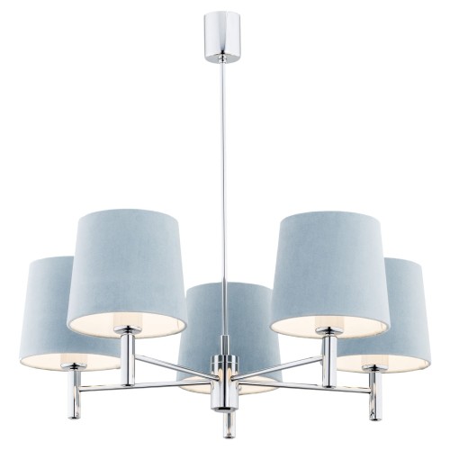 Lampa wisząca Żyrandol Bolzano 2076 Argon 5xE27 15W Stal Chromowana, Błękitny