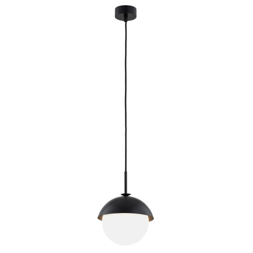 Lampa Wisząca Cappello 8295 Argon 1xE27 15W Szkło/ Stal Lakierowana, Opal Mat/ Czarny