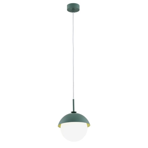 Lampa Wisząca Cappello 8297 Argon 1xE27 15W Szkło/ Stal Lakierowana, Opal Mat/ Zielony