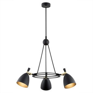 Lampa wisząca Żyrandol Charlotte 6149 Argon 3xE27 15W Stal Lakierowana/ Stal Mosiądzowana, Czarny / Mosiądz