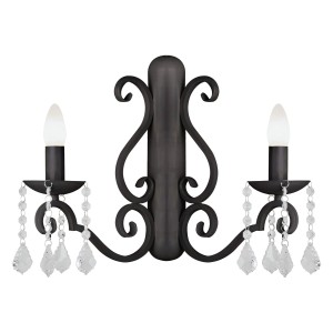 Lampa ścienna Kinkiet Diadema 7184 Argon 2xE14 7W Stal Lakierowana/ Kryształki, Czarny