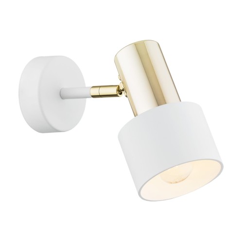 Lampa ścienna Kinkiet Doria 4264 Argon 1xE27 15W Stal Lakierowana/ Stal Mosiądzowana, Biały/Mosiądz
