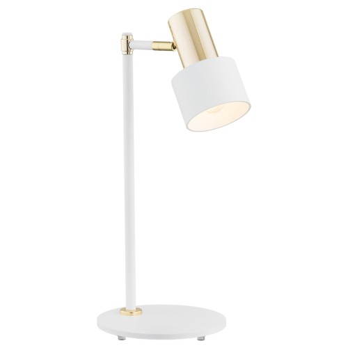Lampa Biurkowa Doria 4256 Argon 1xE27 15W Stal Lakierowana/ Stal Mosiądzowana, Biały/Mosiądz