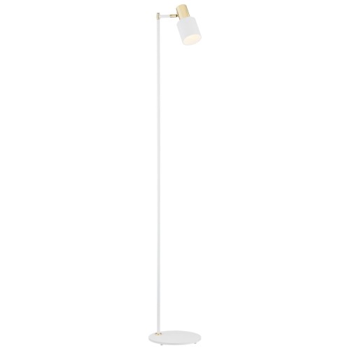 Lampa Podłogowa Doria 4258 Argon 1xE27 15W Stal Lakierowana/ Stal Mosiądzowana, Biały/Mosiądz
