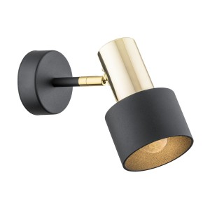Lampa ścienna Kinkiet Doria 4265 Argon 1xE27 15W Stal Lakierowana/ Stal Mosiądzowana, Czarny / Mosiądz