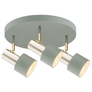 Plafon Doria 6007 Argon 3xE27 15W Stal Lakierowana/ Stal Mosiądzowana, Szałwia / Mosiądz