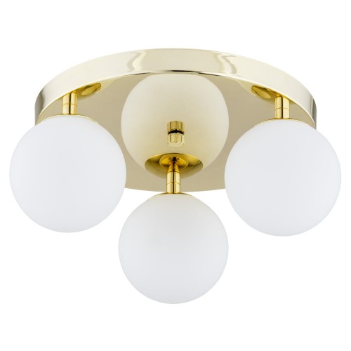 Lampa sufitowa Plafon Flavio 1413 Argon 3xE14 7W Stal Mosiądzowana/ Szkło, Mosiądz/ Klosze Opal Mat