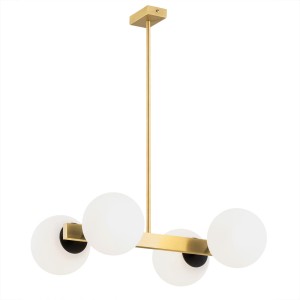 Lampa wisząca Żyrandol Freemont 1767 Argon 4xE27 15W Szkło/ Mosiądz , Opal Mat/ Mosiądz Szczotkowany