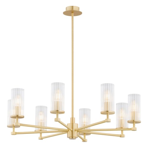 Lampa wisząca Żyrandol Hampton 5066 Argon 8xE14 7W Szkło/ Mosiądz, Transparentny / Mosiądz Szczotkowany