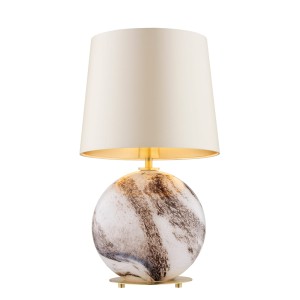 Lampa Stołowa Harlem 8547 Argon 1xE27 15W Abażur Satynowy/ Szkło, Beżowy