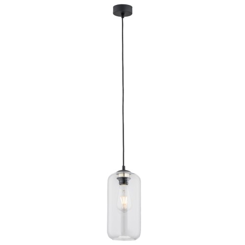 Lampa Wisząca Kalimera 4039 Argon 1xE27 15W Stal Lakierowana/ Szkło, Transparentny/ Czarny Mat