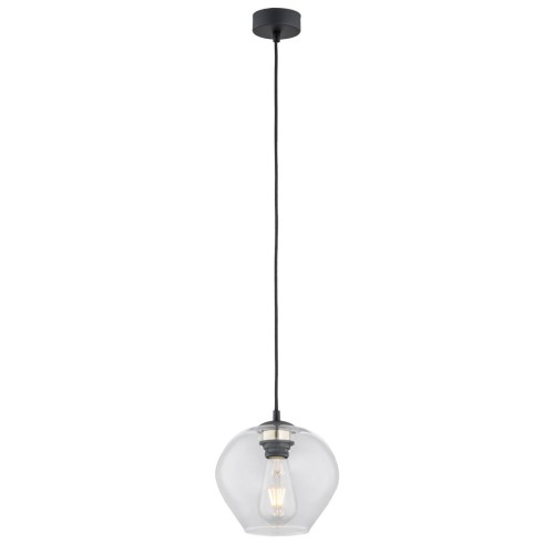 Lampa Wisząca Kalimera 4041 Argon 1xE27 15W Stal Lakierowana/ Szkło, Transparentny/ Czarny Mat