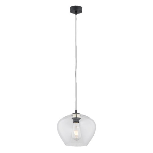 Lampa Wisząca Kalimera 4043 Argon 1xE27 15W Stal Lakierowana/ Szkło, Transparentny/ Czarny Mat