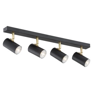 Lampa sufitowa Lampa reflektorowa Lagos 1690 Argon 4xGU10 5W Stal Lakierowana/ Stal Mosiądzowana, Czarny / Mosiądz