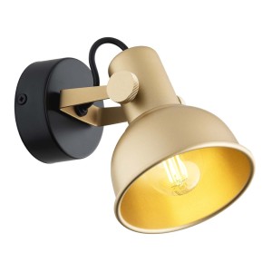 Lampa ścienna Kinkiet Lenora 8248 Argon 1xE14 7W Stal Lakierowana, Złoty/ Czarny