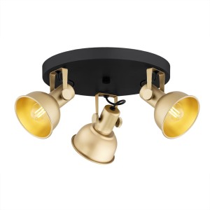 Lampa sufitowa Plafon Lenora 6243 Argon 3xE14 7W Stal Lakierowana, Złoty/ Czarny