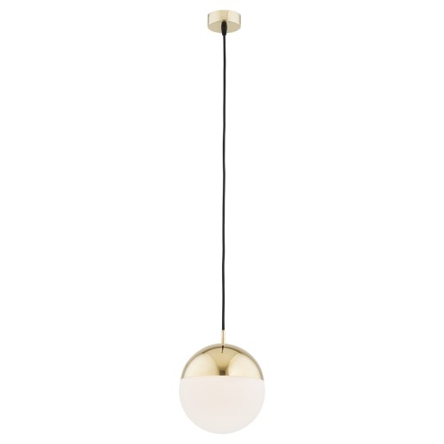 Lampa Wisząca Livia 4029 Argon 1xE27 15W Stal Mosiądzowana/ Szkło, Opal Mat/ Mosiądz