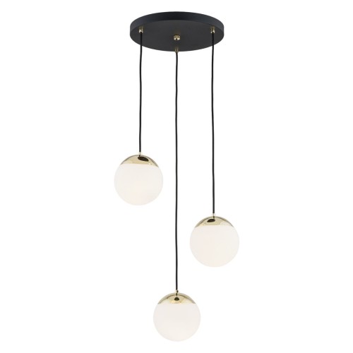 Lampa Wisząca Livia 1417 Argon 3xE14 7W Stal Mosiądzowana/ Stal Lakierowana, Opal Mat/ Czarny