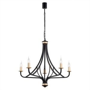 Lampa wisząca Żyrandol Lorenzo 2171 Argon 5xE14 7W Stal Lakierowana, Czarny/ Złoty