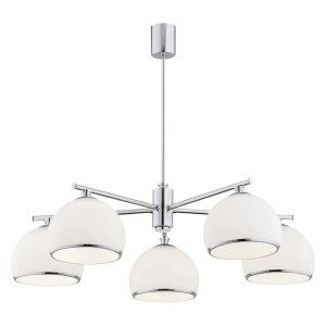 Lampa wisząca Żyrandol Marbella 2087 Argon 5xE27 15W Szkło/ Stal Chromowana/ , Opal Mat/ Chrom