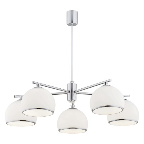 Lampa wisząca Żyrandol Marbella 2087 Argon 5xE27 15W Szkło/ Stal Chromowana/ , Opal Mat/ Chrom