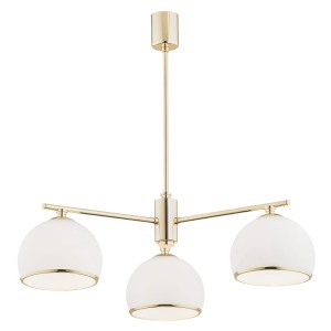 Lampa wisząca Żyrandol Marbella 1488 Argon 3xE27 15W Szkło/ Stal Mosiądzowana, Opal Mat/ Mosiądz