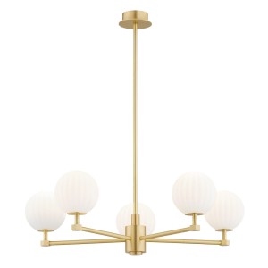 Lampa wisząca Żyrandol Paloma 2184 Argon 5xE14 7W Szkło/ Mosiądz, Opal Mat/ Mosiądz Szczotkowany