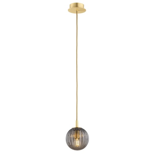 Lampa Wisząca Paloma 8512 Argon 1xE14 7W Szkło/ Mosiądz, Dymny/ Mosiądz Szczotkowany