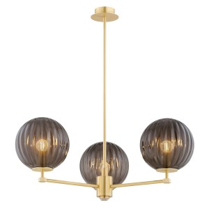 Lampa wisząca Żyrandol Paloma 6310 Argon 3xE14 7W Szkło/ Mosiądz, Dymny/ Mosiądz Szczotkowany