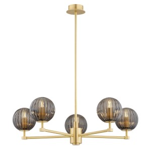 Lampa wisząca Żyrandol Paloma 2186 Argon 5xE14 7W Szkło/ Mosiądz, Dymny/ Mosiądz Szczotkowany