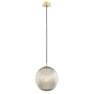 Lampa Wisząca Paloma 8519 Argon 1xE27 15W Szkło/ Mosiądz, Szary Lister / Mosiądz Szczotkowany