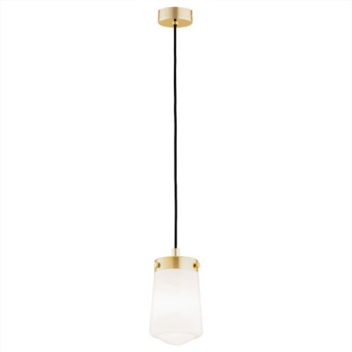 Lampa Wisząca Pasadena 8004 Argon 1xE27 15W Szkło/ Stal Mosiądzowana, Biały Połysk/Mosiądz