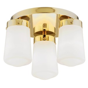 Lampa sufitowa Plafon Pasadena 6165 Argon 3xE27 15W Szkło/ Stal Mosiądzowana, Biały Połysk/Mosiądz