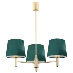 Lampa wisząca Żyrandol Ponte Plus 6192 Argon 3xE27 15W Stal Mosiądzowana, Zielony