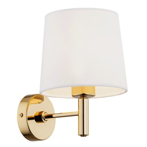 Lampa ścienna Kinkiet Ponte Plus 4728 Argon 1xE27 15W Stal Mosiądzowana, Śmietankowy