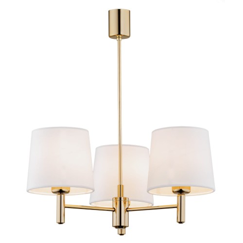 Lampa wisząca Żyrandol Ponte Plus 6110 Argon 3xE27 15W Stal Mosiądzowana, Śmietankowy