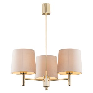 Lampa wisząca Żyrandol Ponte Plus 6109 Argon 3xE27 15W Stal Mosiądzowana, Beżowy