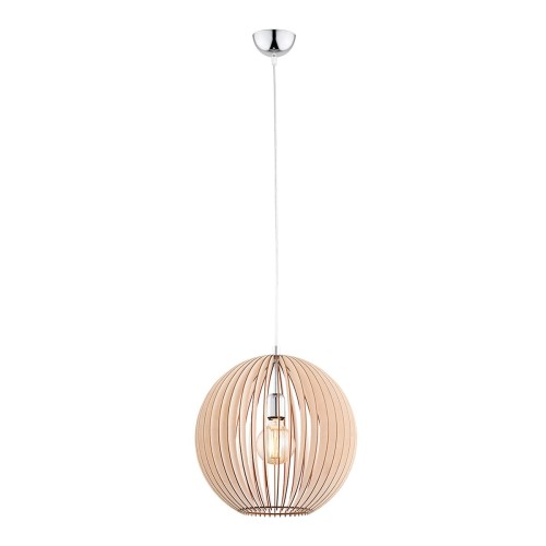 Lampa Wisząca Portoryko 3672 Argon 1xE27 15W Drewno/ Stal Chromowana, Jasny Brąz/ Chrom