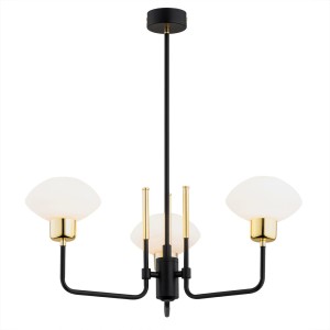 Lampa wisząca Żyrandol Ravello 6166 Argon 3xE14 7W Szkło/ Stal Lakierowana, Opal Mat/ Czarny