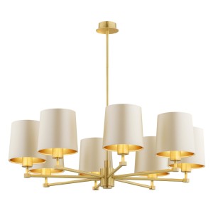 Lampa wisząca Żyrandol Princeton 5071 Argon 8xE27 15W Abażur Satynowy/ Mosiądz, Beżowy
