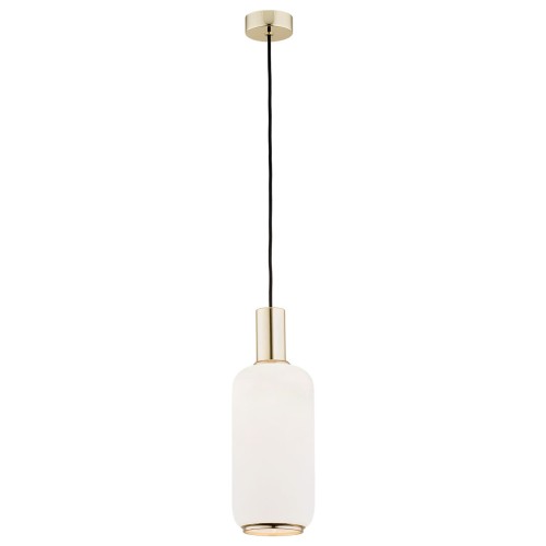 Lampa Wisząca Sagunto 4356 Argon 1xE27 15W Szkło/ Stal Mosiądzowana, Opal Mat/ Mosiądz