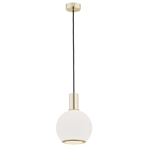 Lampa Wisząca Sagunto 4357 Argon 1xE27 15W Szkło/ Stal Mosiądzowana, Opal Mat/ Mosiądz