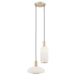 Lampa Wisząca Sagunto 896 Argon 2xE27 15W Szkło/ Stal Mosiądzowana, Opal Mat/ Mosiądz