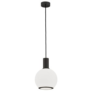 Lampa Wisząca Sagunto Plus 8564 Argon 1xE27 15W Szkło/ Stal Lakierowana, Opal Mat/ Czarny