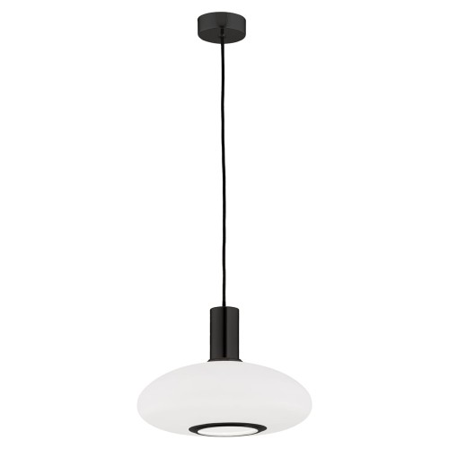 Lampa Wisząca Sagunto Plus 8565 Argon 1xE27 15W Szkło/ Stal Lakierowana, Opal Mat/ Czarny