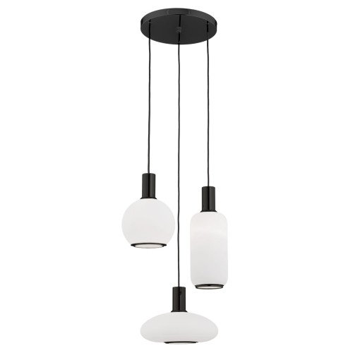Lampa Wisząca Sagunto Plus 6323 Argon 3xE27 15W Szkło/ Stal Lakierowana, Opal Mat/ Czarny