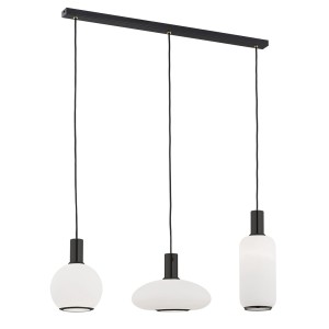 Lampa Wisząca Sagunto Plus 6324 Argon 3xE27 15W Szkło/ Stal Lakierowana, Opal Mat/ Czarny