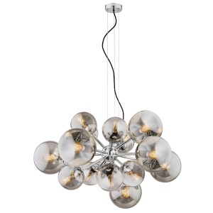 Lampa wisząca Żyrandol Satelite 5022 Argon 15xE27 15W Szkło/ Stal Chromowana, Lister Grafit/ Chrom