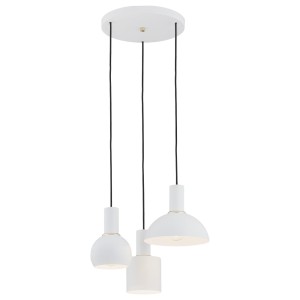 Lampa Wisząca Sines 1468 Argon 3xE27 15W Stal Lakierowana/ Stal Mosiądzowana , Biały/Mosiądz