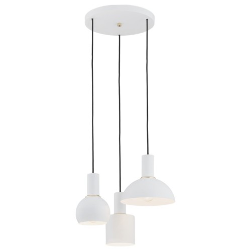 Lampa Wisząca Sines 1468 Argon 3xE27 15W Stal Lakierowana/ Stal Mosiądzowana , Biały/Mosiądz